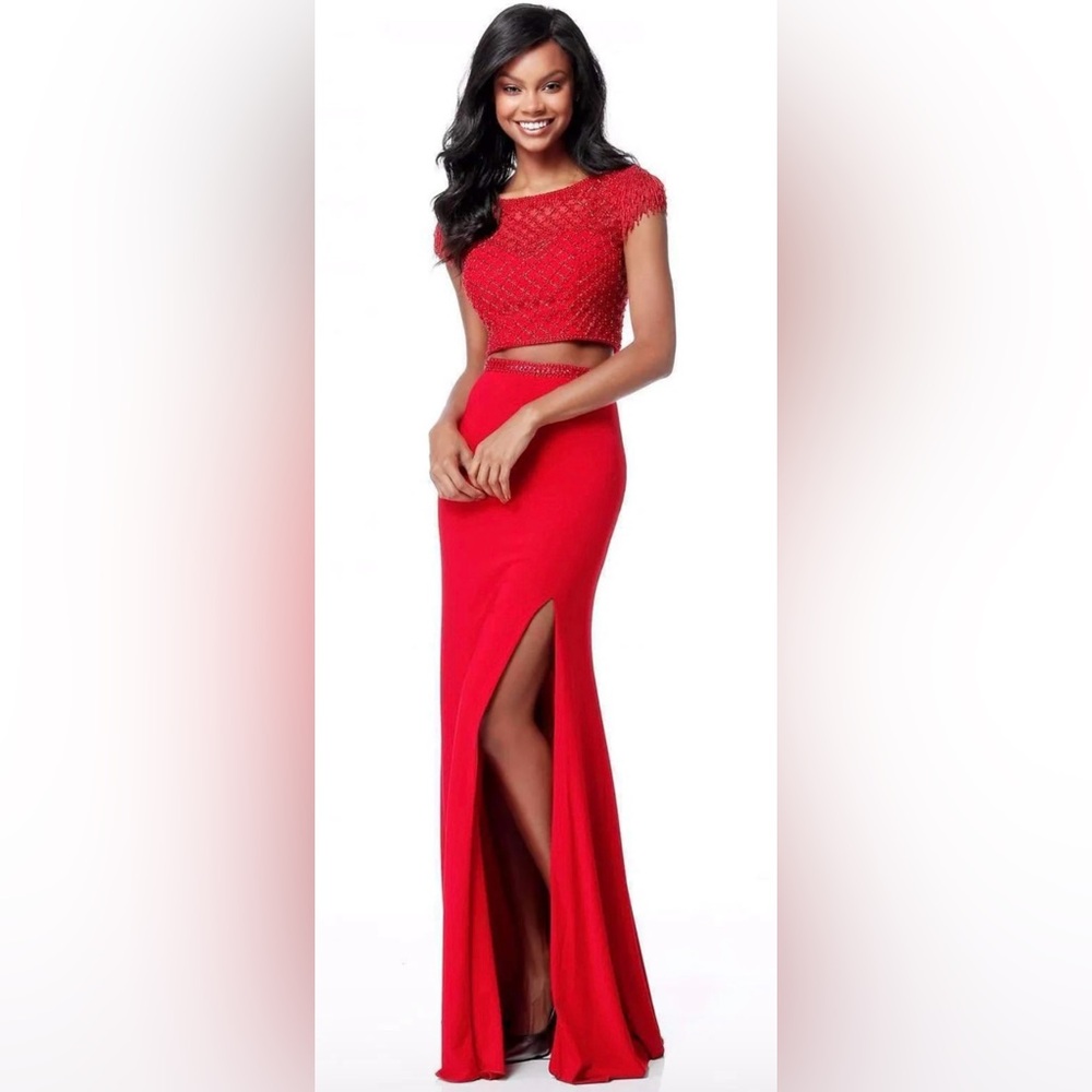 Sherri Hill Red Two-Piece Gown
